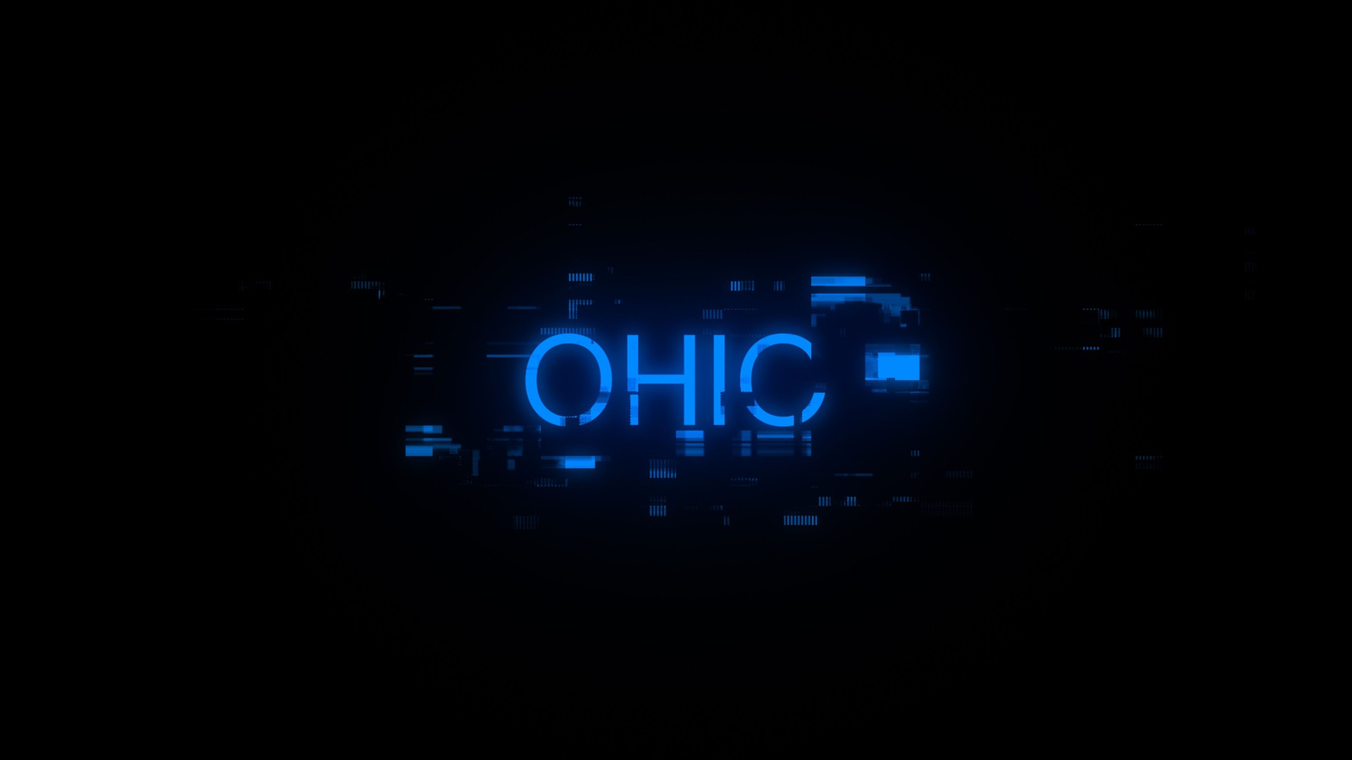 3D rendering Ohio text with screen effects of technological glitches